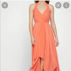 BCBGMaxAzria | Chiffon Halter Dress | Peach | XS